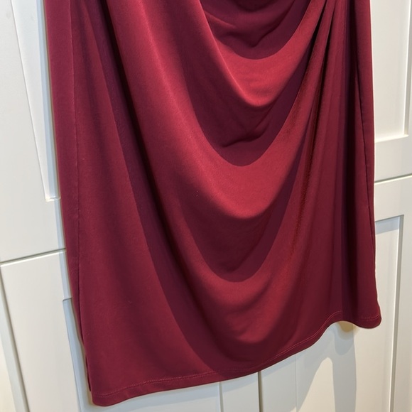 Ann Taylor Wine Red Ruched Stretch Sleeveless Sheath Midi Dress Women’s Size 12 - Picture 9 of 13
